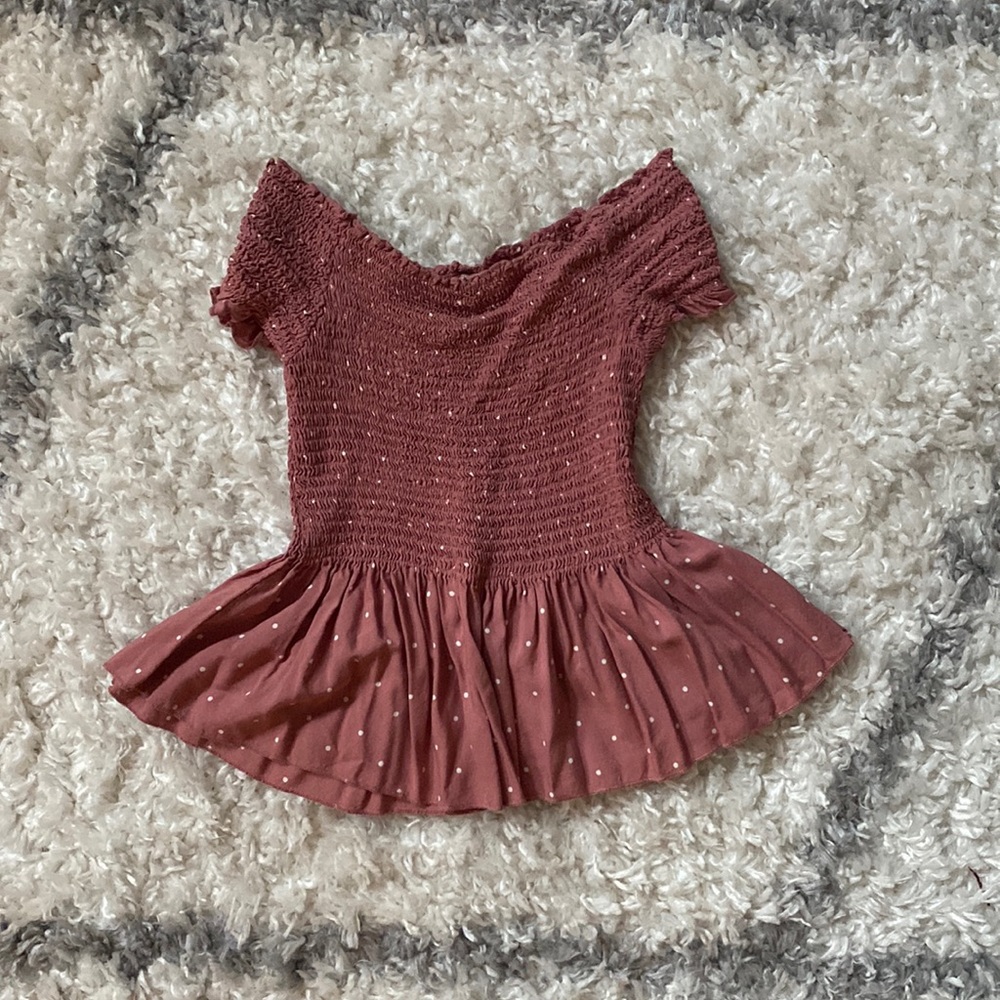 Pink off shoulder top.
